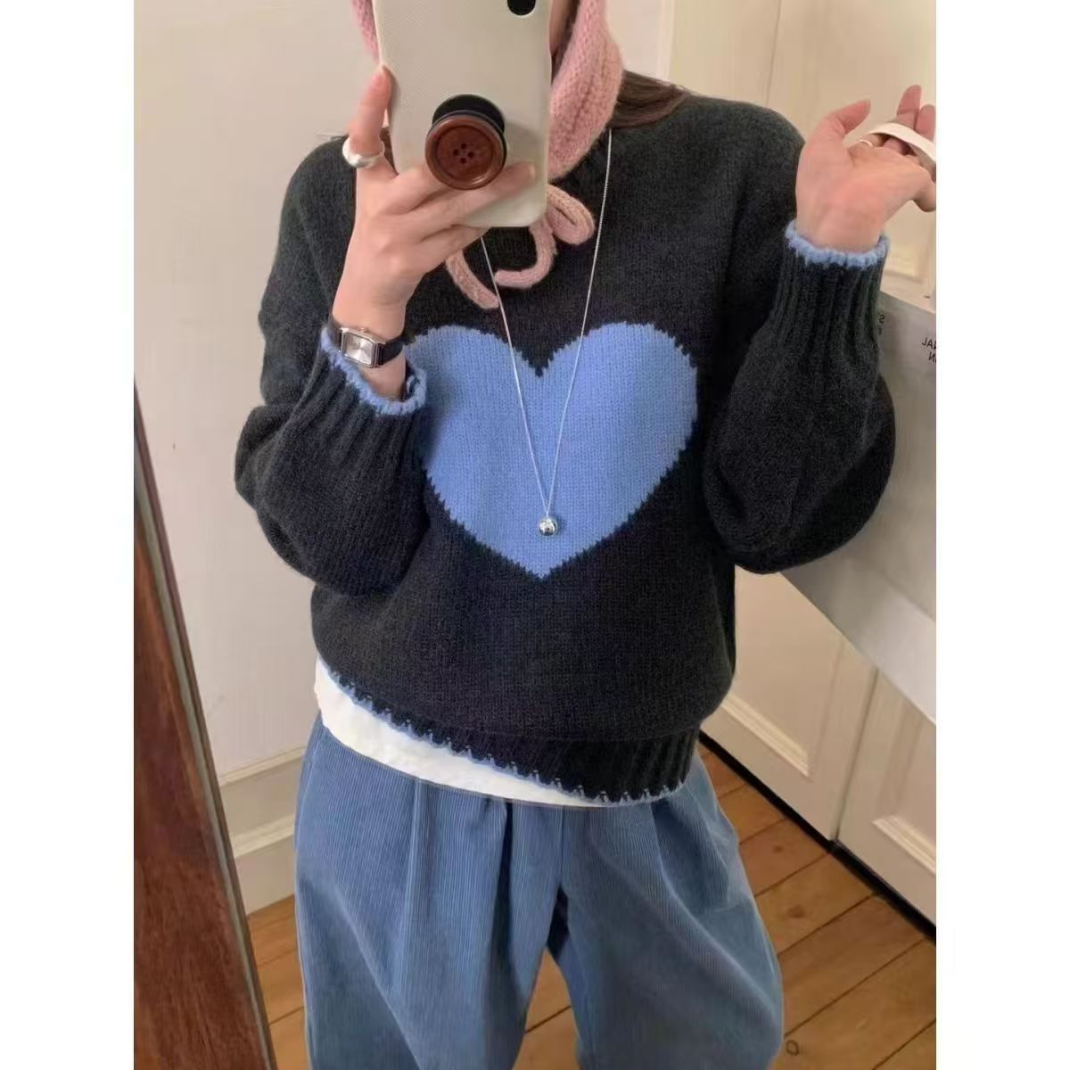 Pull en tricot pour femmes avec motif cœur et coupe décontractée Chic und Stil