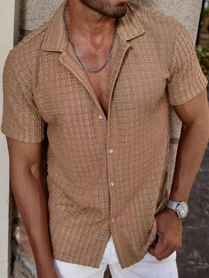 Chemise décontractée à manches courtes structurée pour hommes Chic und Stil