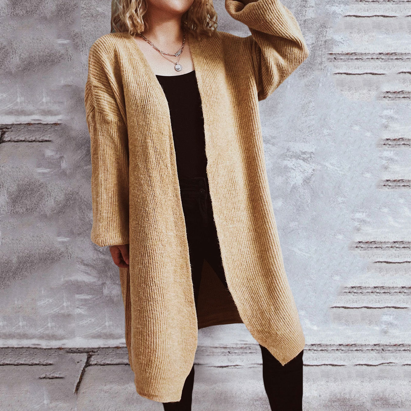 Cardigan en tricot décontracté pour femmes avec des manches oversized décontractées et une coupe ouverte Chic und Stil