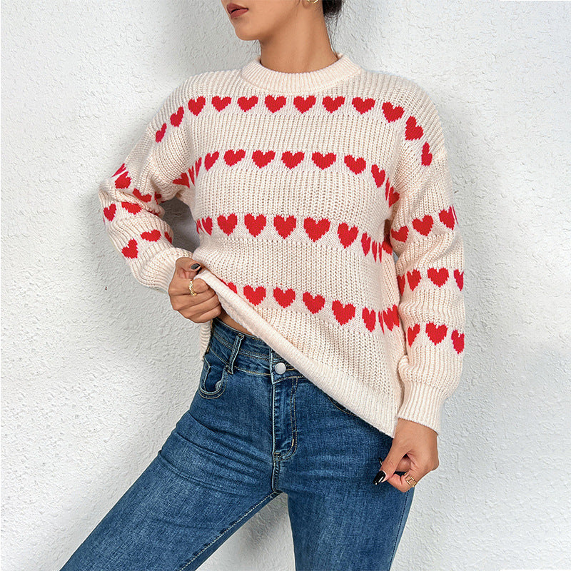 Pull en tricot pour femmes avec motif en forme de cœur Chic und Stil