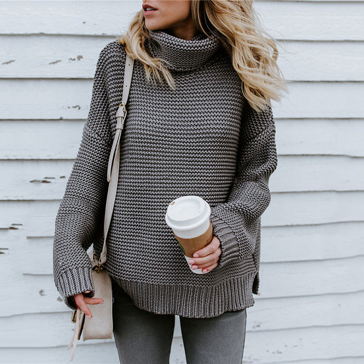 Pull en grosse maille pour femmes avec col montant et coupe décontractée Chic und Stil