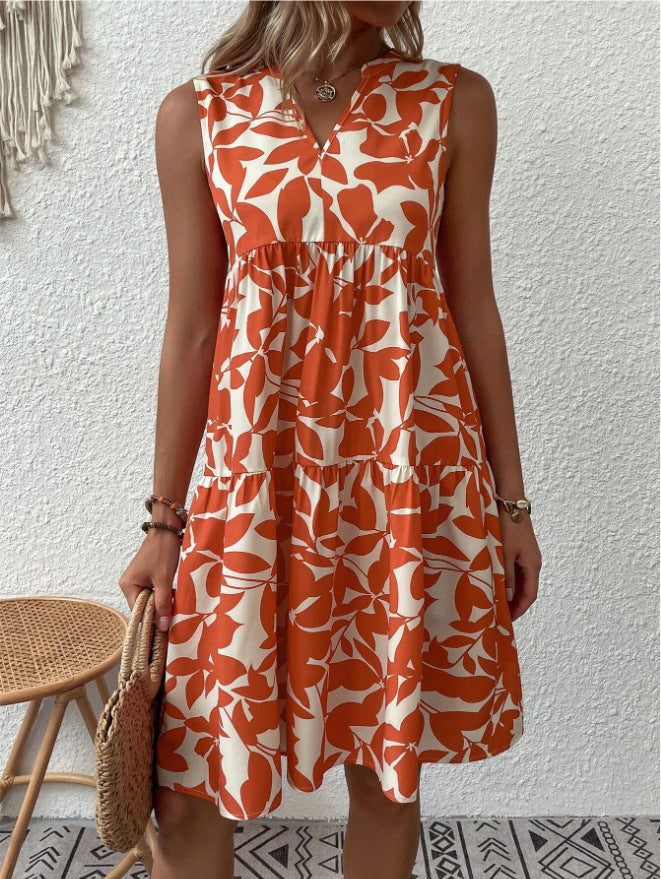 Chic and Stylish Women's V-Neck Floral Midi Dress