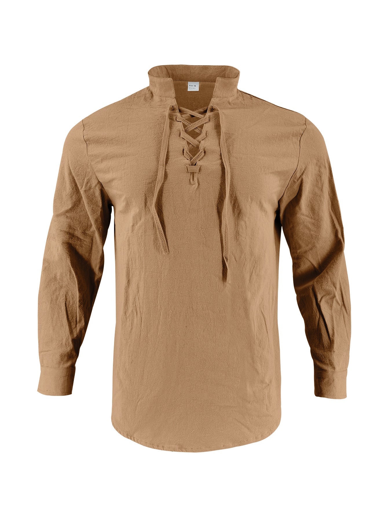 Chemise à manches longues pour hommes avec lacets à la mode et col montant Chic und Stil