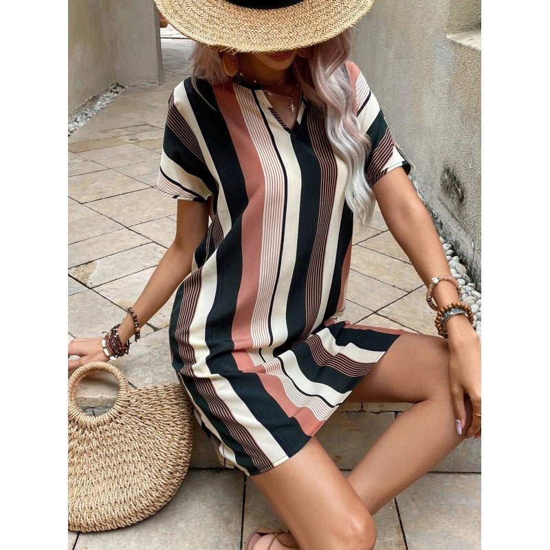 Robe t-shirt rayée de loisirs Chic und Stil pour femmes