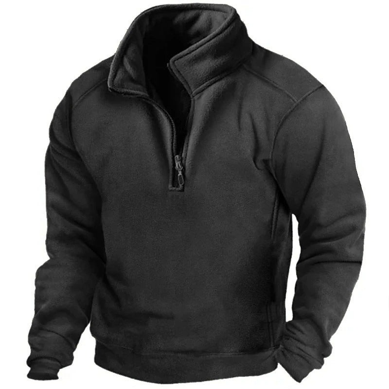 Pull-over Fleece pour hommes avec col haut et fermeture éclair pratique Chic und Stil