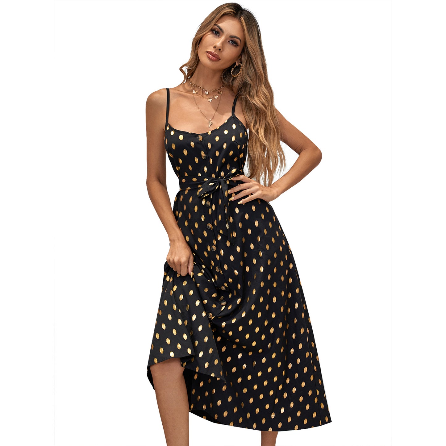 Robe maxi femme avec un détail de nœud ludique et une fente tendance Chic und Stil