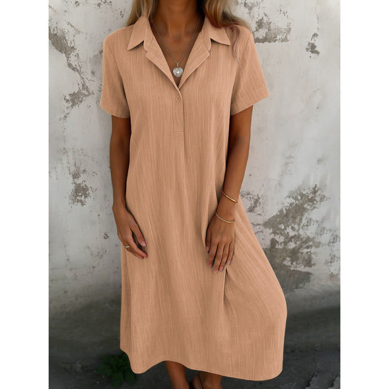Robe chemise décontractée pour femmes à manches courtes et détails de boutons Chic und Stil