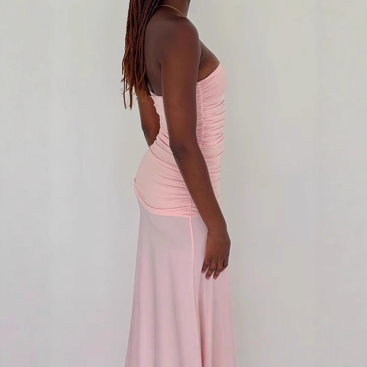 Robe maxi ajustée pour femmes avec un design sans manches et une fente latérale Chic und Stil