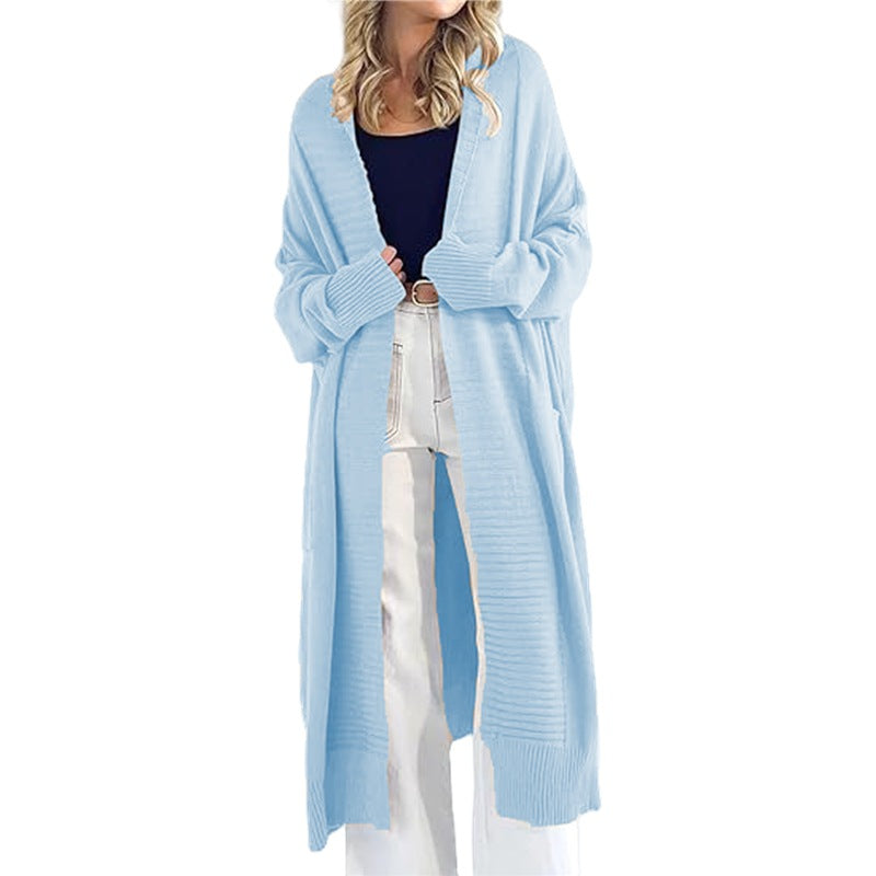 Women's long sleeve knit cardigan with large pockets and relaxed fit Chic and Style
