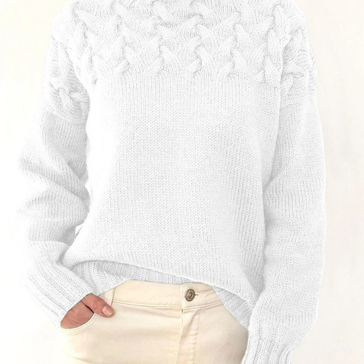 Pull en tricot pour femmes avec col montant et motif torsadé tendance Chic und Stil
