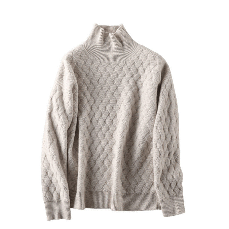 Dames Chunky Tricot Col Roulé Pull Chic und Stil
