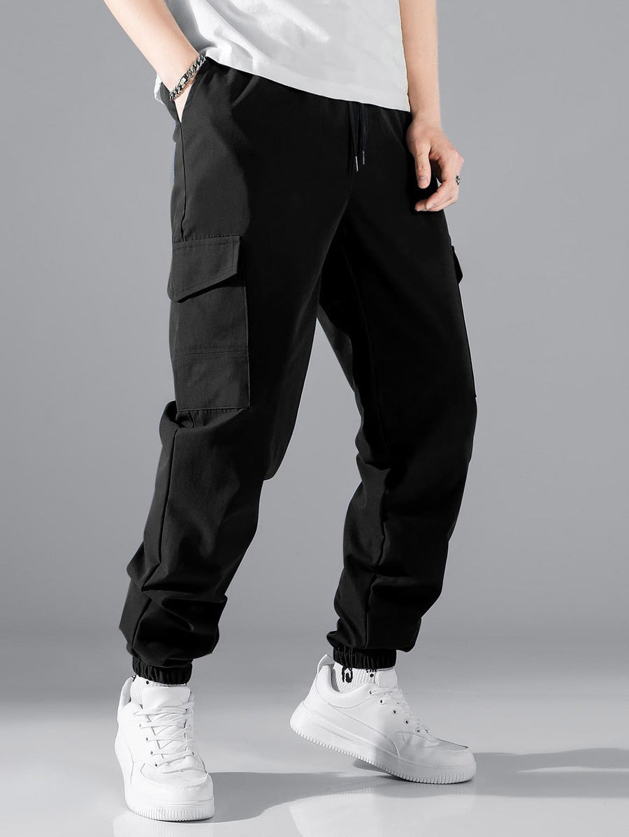 Pantalon cargo décontracté pour hommes avec taille élastique et poches latérales pratiques Chic und Stil