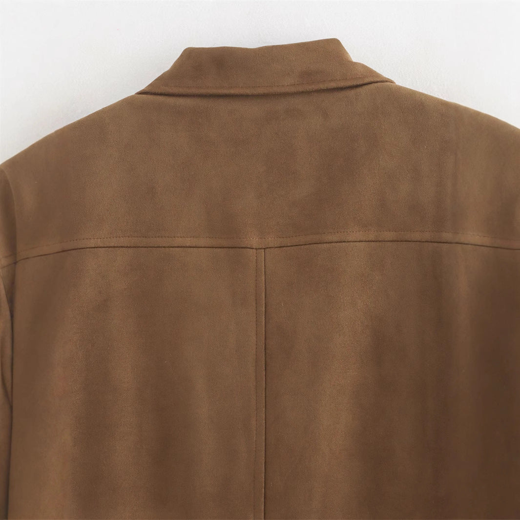 Dames Élégante Veste en Suédine Chic und Stil