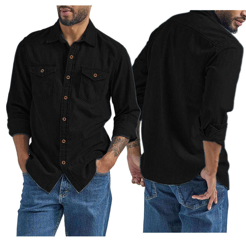 Chemise en denim pour hommes avec poches poitrine polyvalentes Chic und Stil