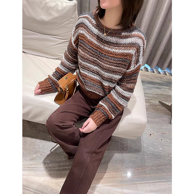 Pull en tricot rayé confortable pour femmes Chic und Stil