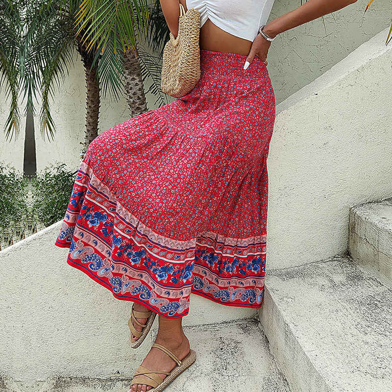 Jupe maxi bohémienne à motifs floraux pour femmes Chic und Stil
