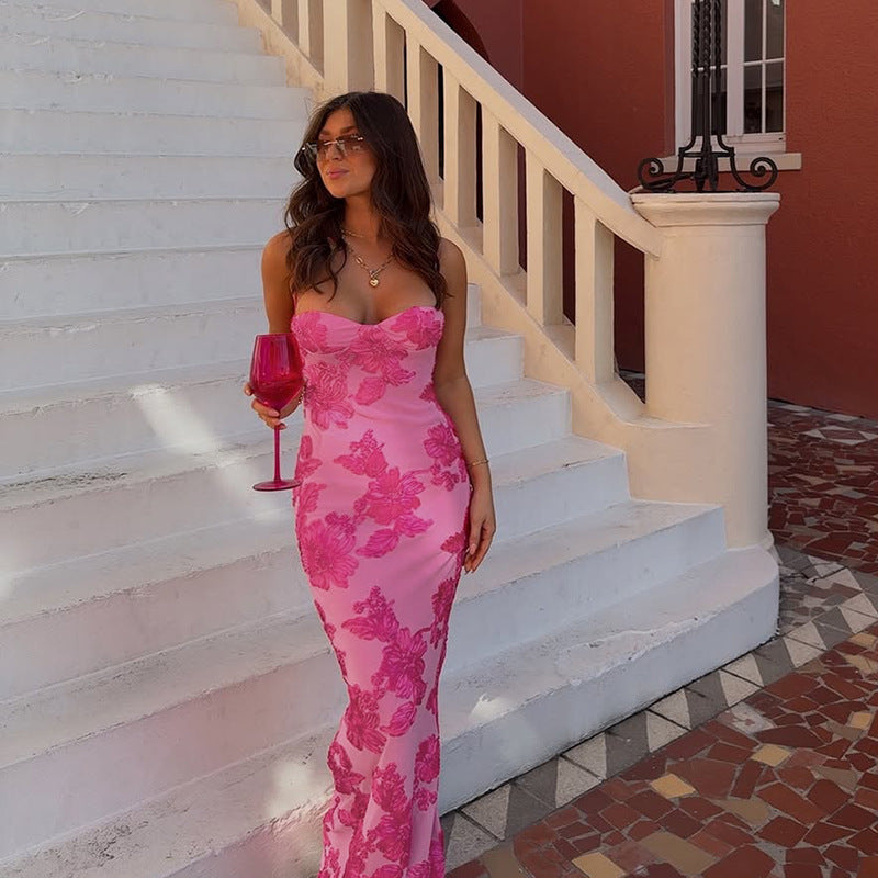 Robe Maxi Brodée Florale Chic und Stil