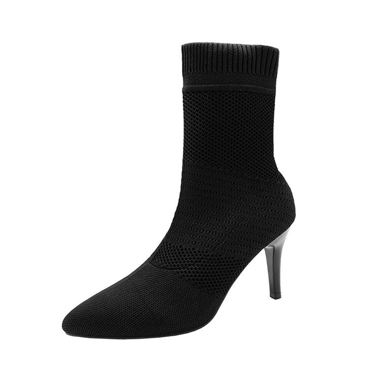 Bottines pour femmes avec dessus en tricot élastique et talon élégant Chic und Stil