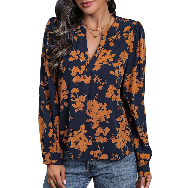 Chemise pour femmes avec motif floral et élégantes manches bouffantes Chic und Stil