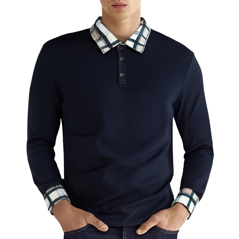 Chemise polo à manches longues pour hommes avec col à carreaux et tissu élastique Chic und Stil
