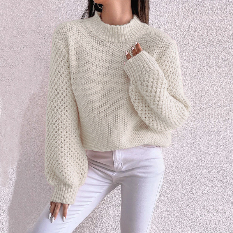 Pull-over oversized douillet pour femmes avec motif structuré et col roulé Chic und Stil