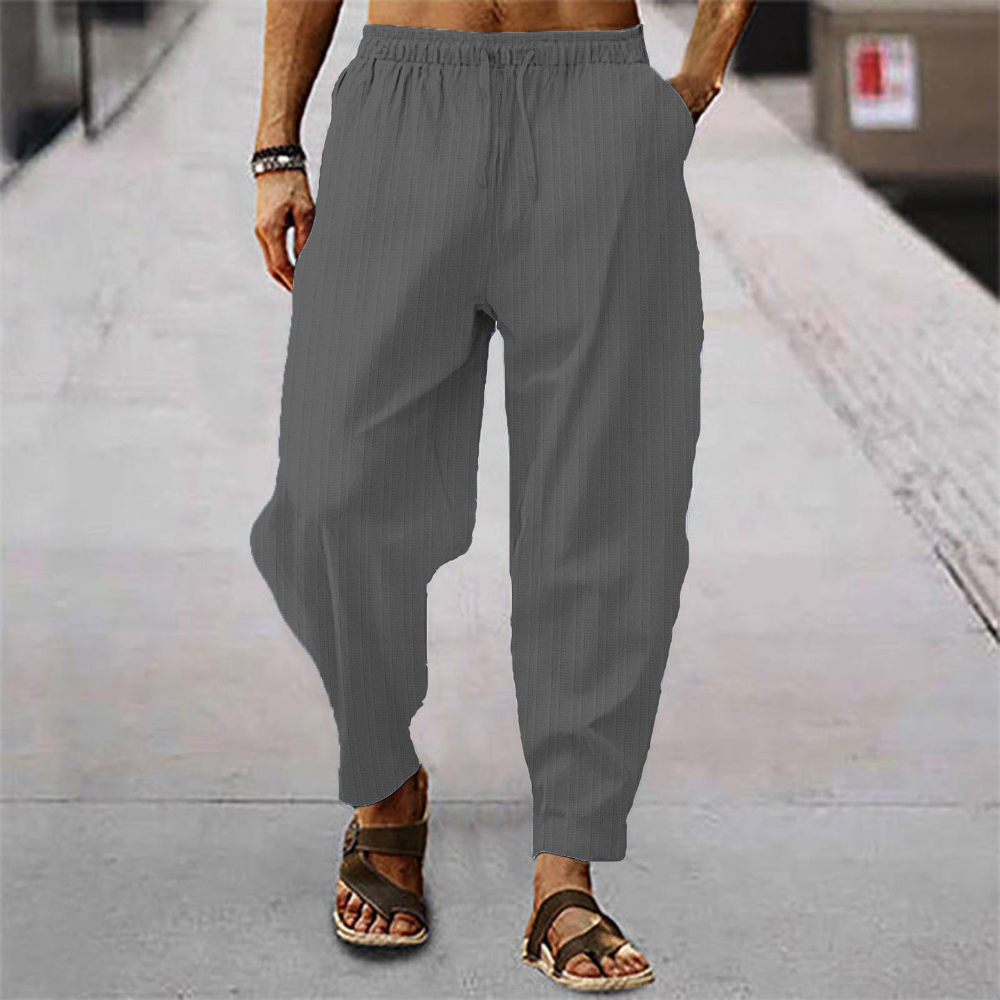 Pantalon à rayures fines décontracté pour hommes Chic und Stil