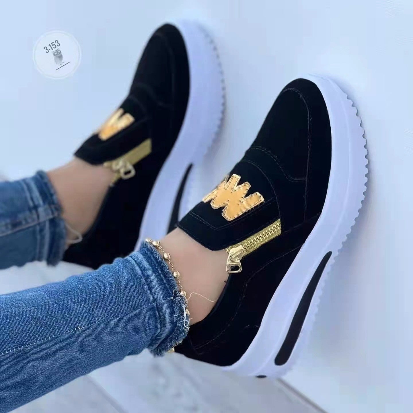 Baskets Slip-On de loisirs pour femmes avec détail de fermeture éclair Chic und Stil