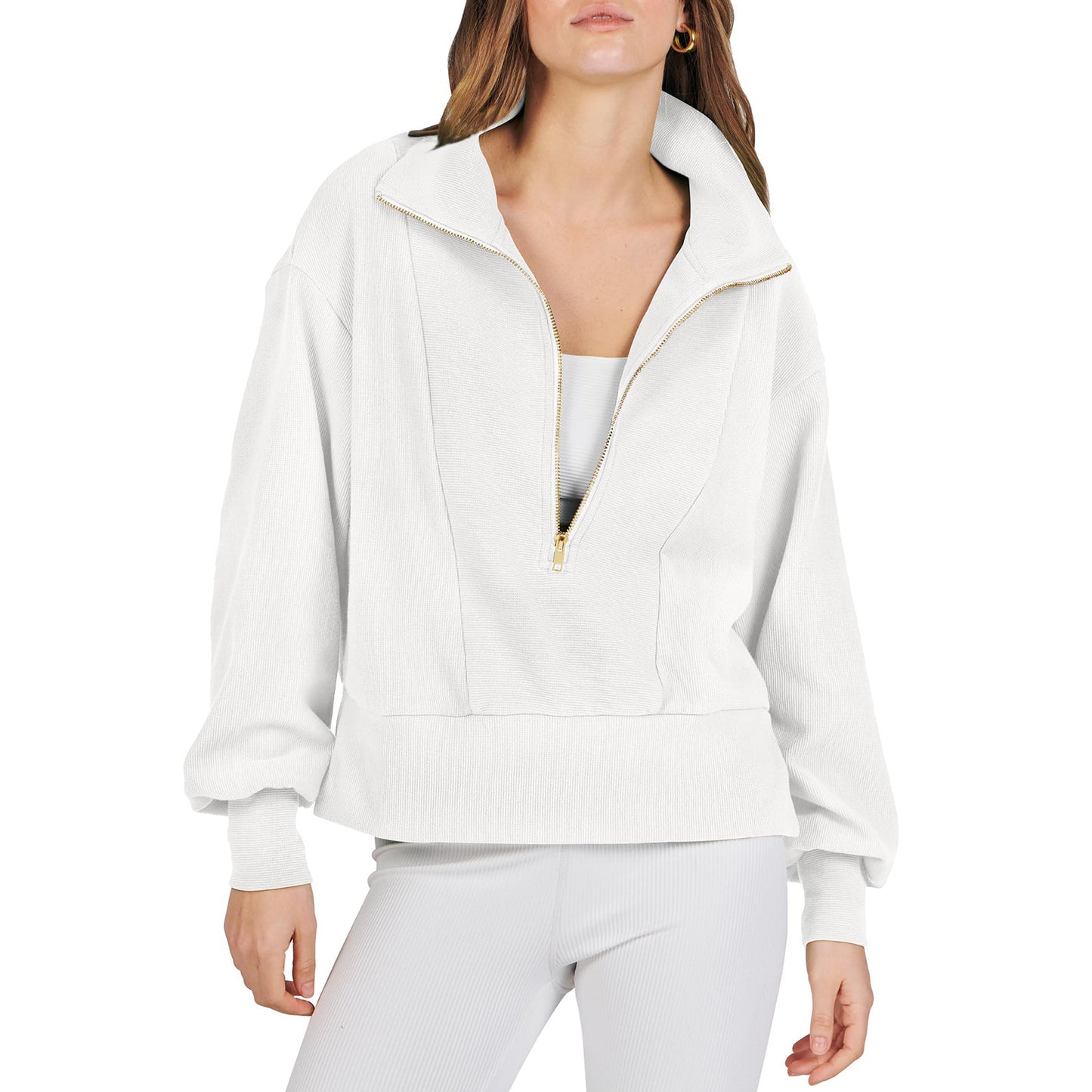 Pull sportif pour femmes avec col haut et fermeture éclair Chic und Stil