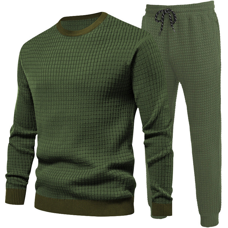 Chic and stylish textured design men's top and jogger pants set