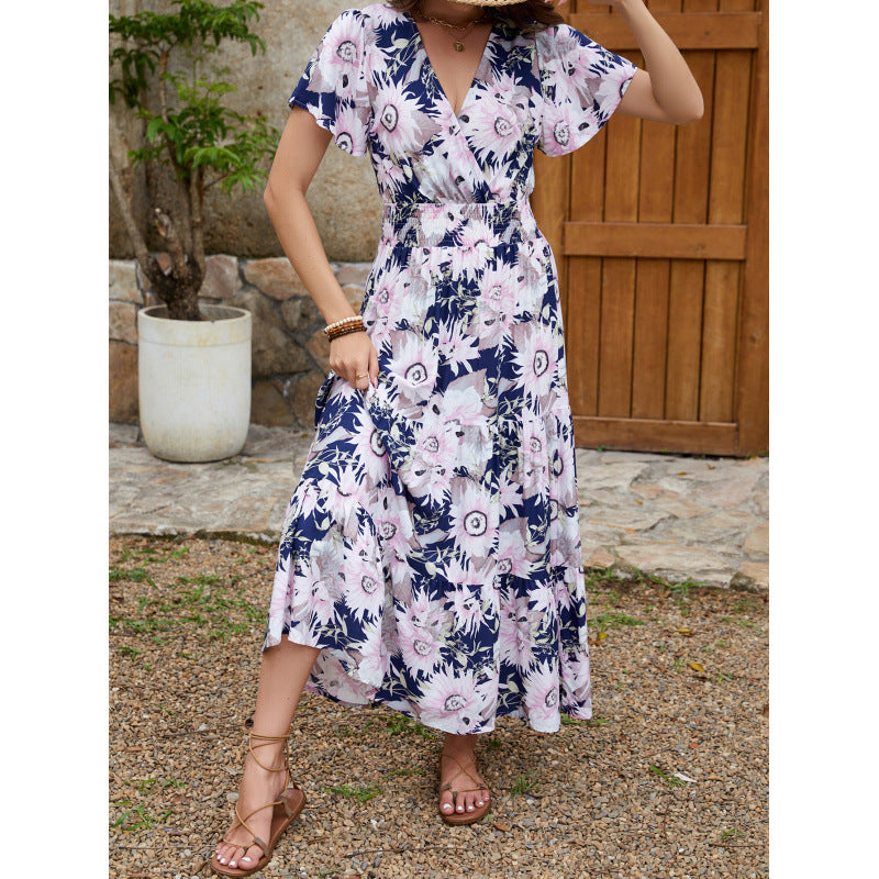 Robe midi enveloppante à fleurs pour femmes Chic und Stil