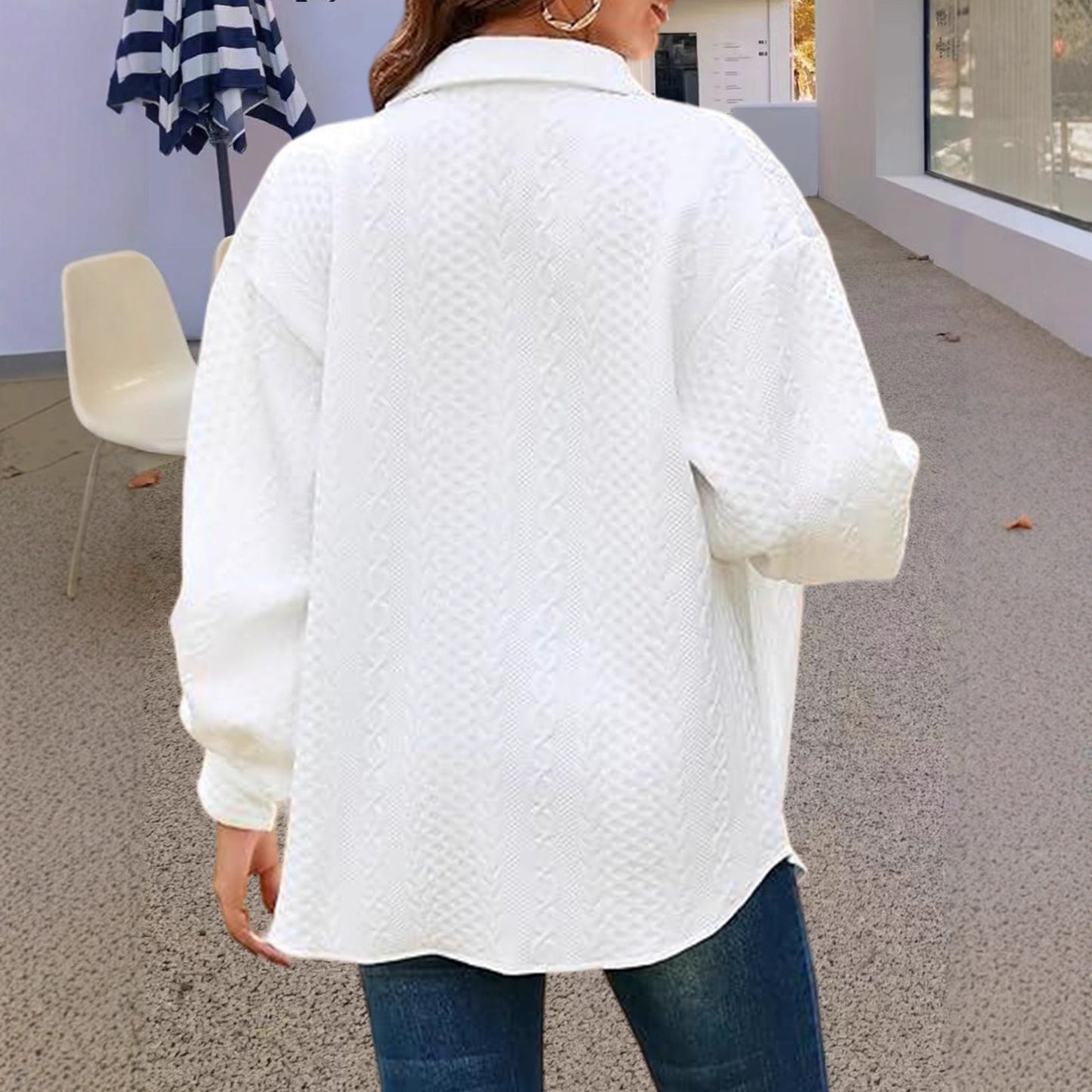 Blouse en tricot surdimensionnée pour femmes avec un motif de tresses moderne Chic und Stil