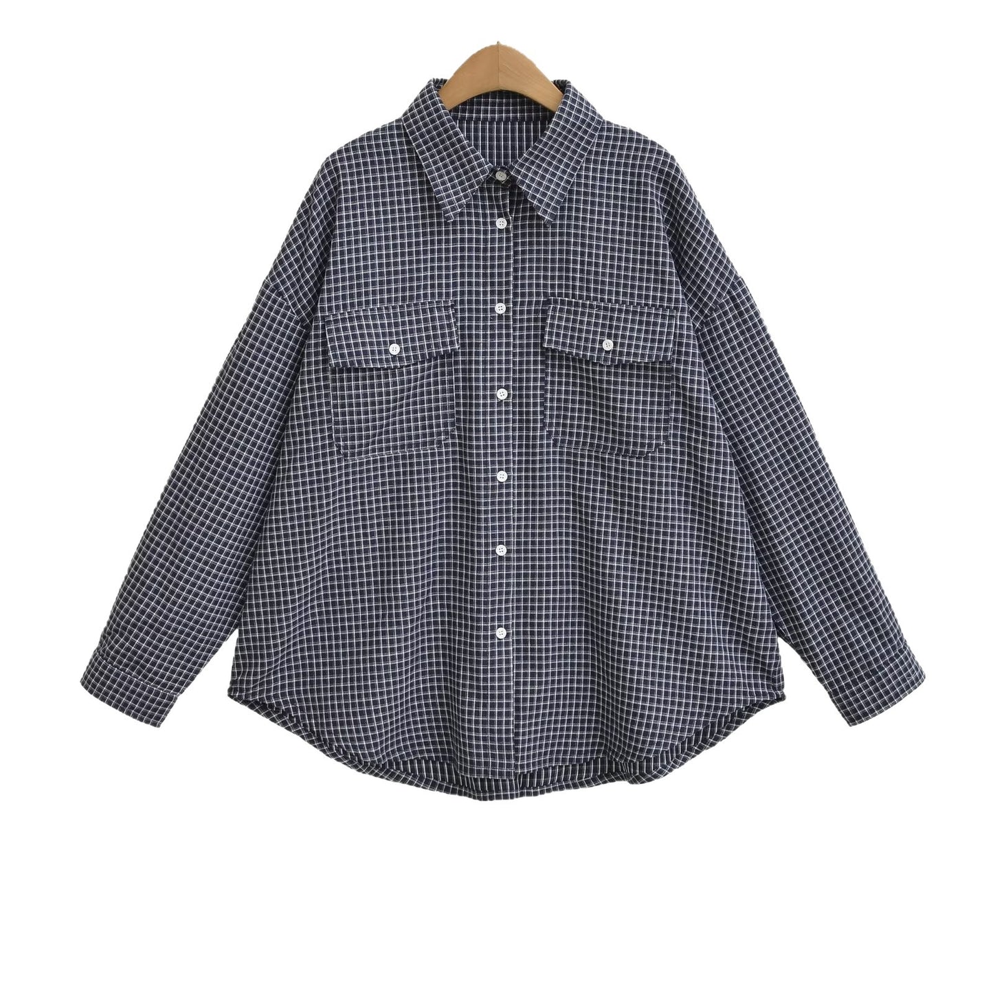 Chemisier à carreaux pour femmes avec poches poitrine doubles et col classique Chic und Stil