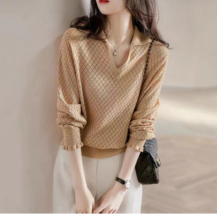 Pull texturé pour femmes à col V Chic und Stil