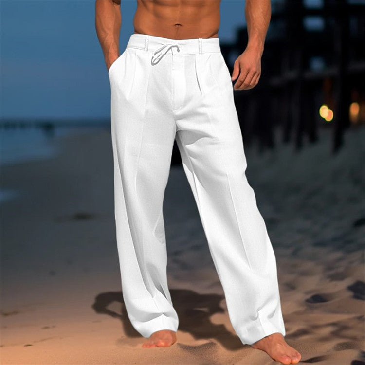 Pantalon d'été ample pour hommes avec taille élastique et poches pratiques Chic und Stil