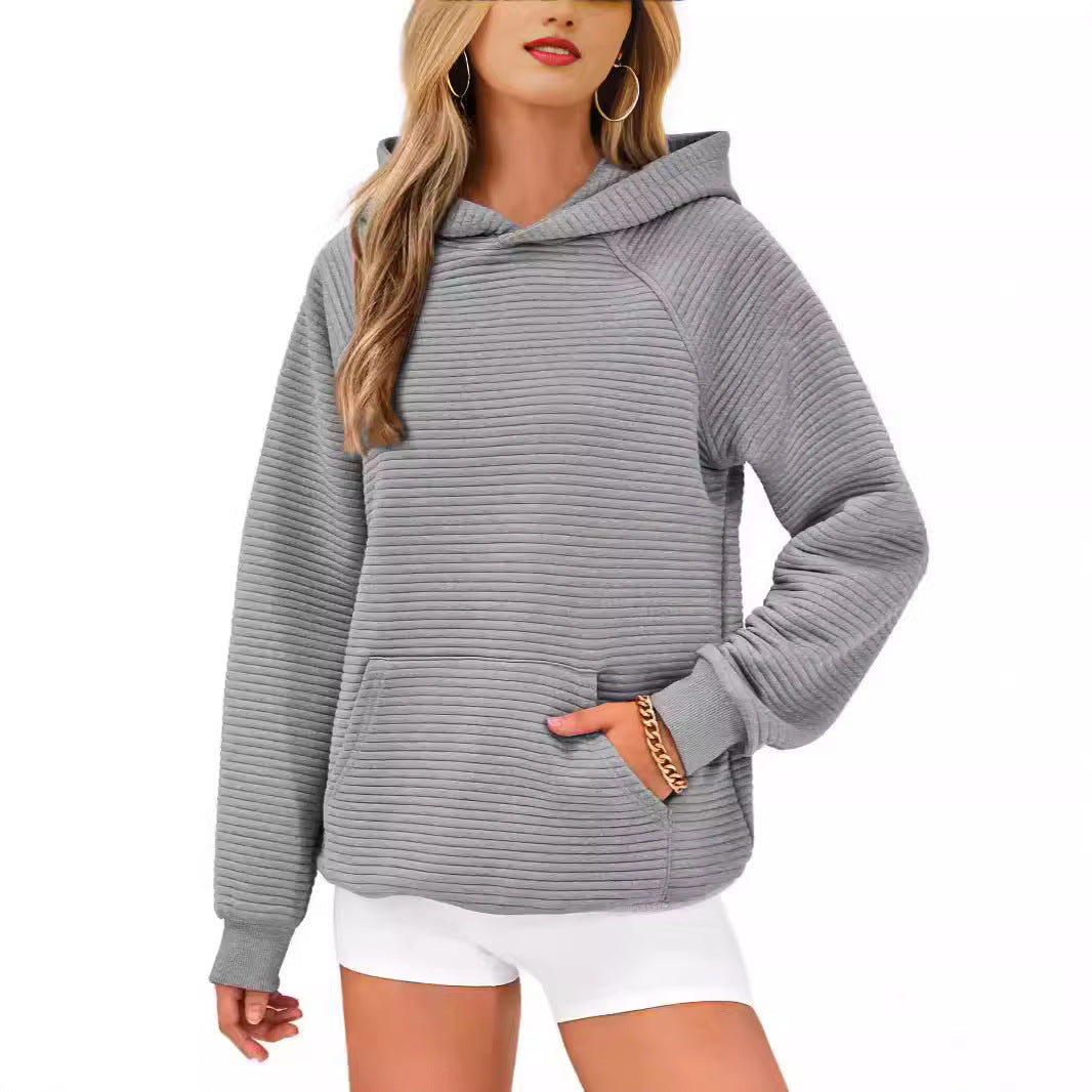 Pull en nid d'abeille douillet pour femmes avec capuche et poche kangourou Chic und Stil