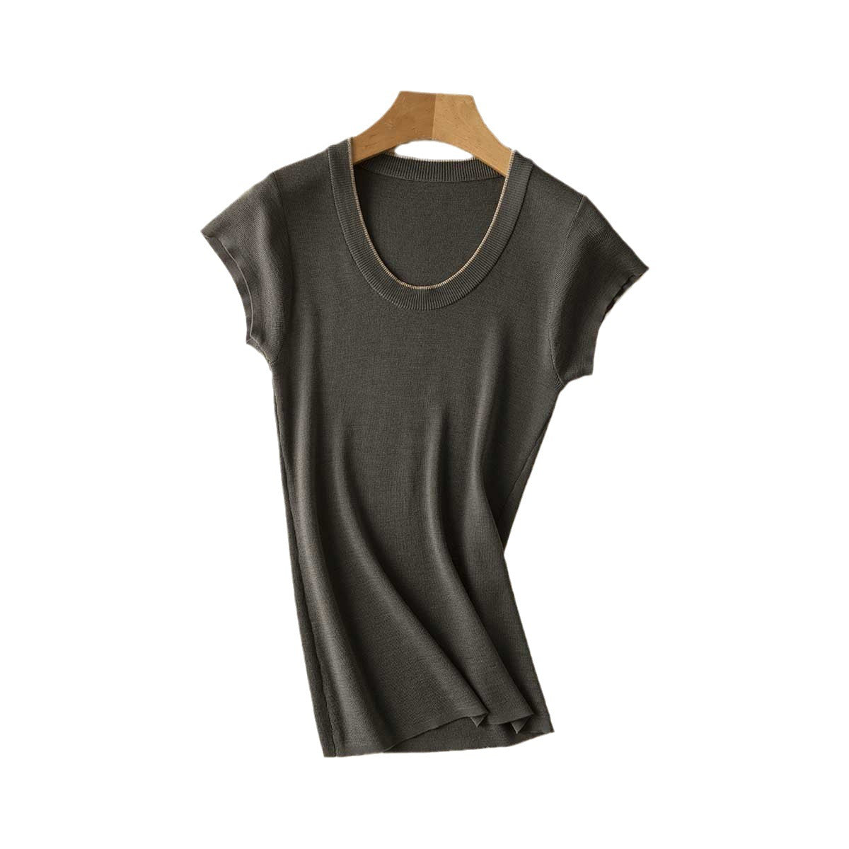 T-shirt à manches courtes en tricot doux pour femmes Chic und Stil