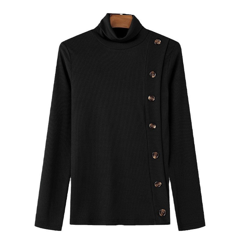 Pull à col roulé à manches longues pour femmes avec détails en boutons Chic und Stil
