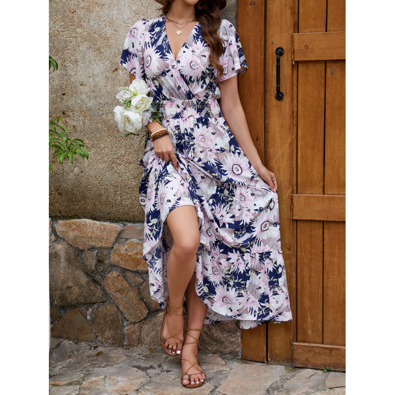 Robe midi enveloppante à fleurs pour femmes Chic und Stil