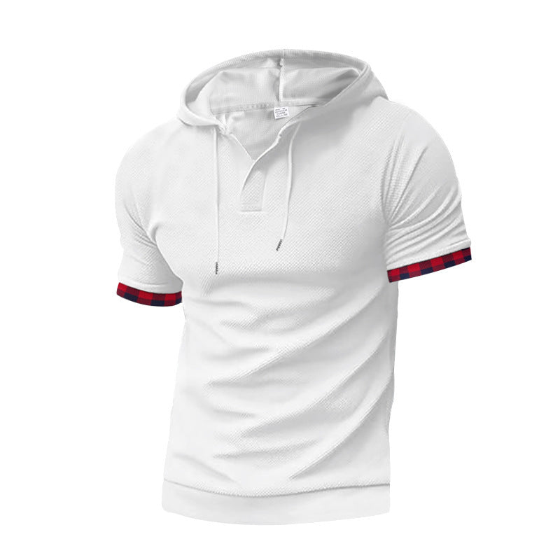 Chemise à manches courtes sportive pour hommes avec capuche et détails à carreaux Chic und Stil