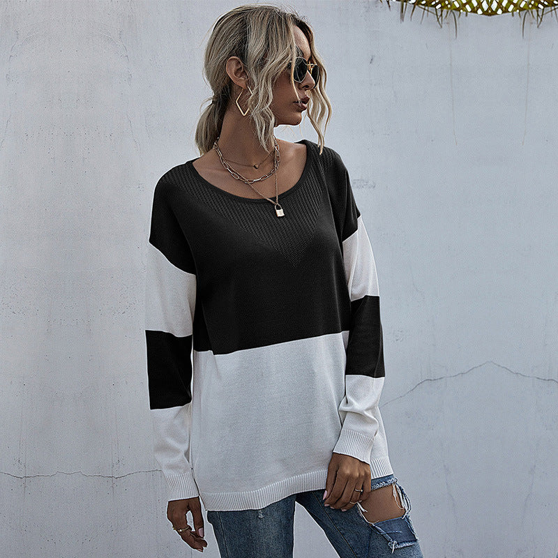Pull en tricot décontracté pour femmes avec décolleté en V et motif géométrique Chic und Stil