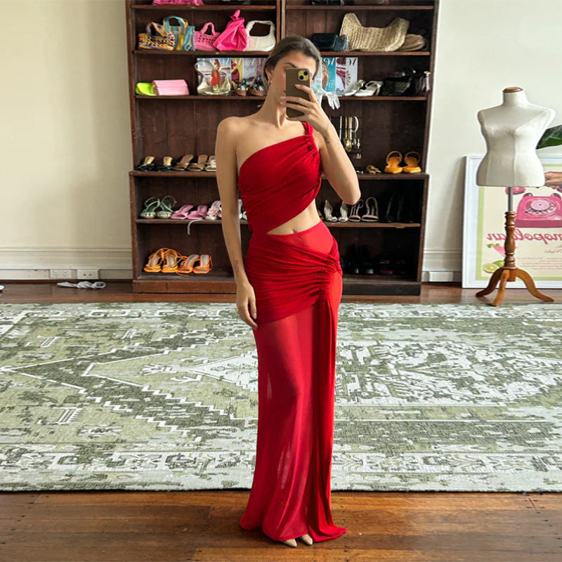 Ladies Elegant Wrap Dress with Asymmetrical Design and Seductive Gathered Details Chic and Style