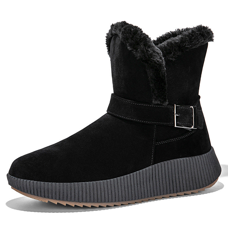 Bottes d'hiver pour femmes doublées avec application de boucle à la mode et semelle antidérapante Chic und Stil