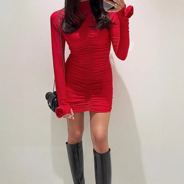 Robe longue à manches longues ajustée pour femmes Chic und Stil