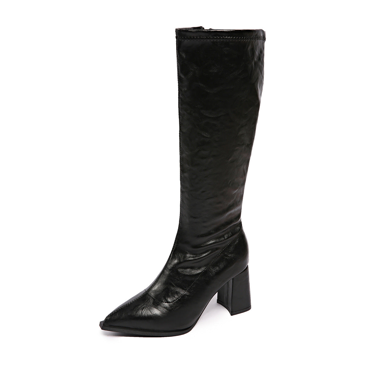 Bottes à la mode pour femmes avec un talon bloc et une pointe effilée Chic und Stil