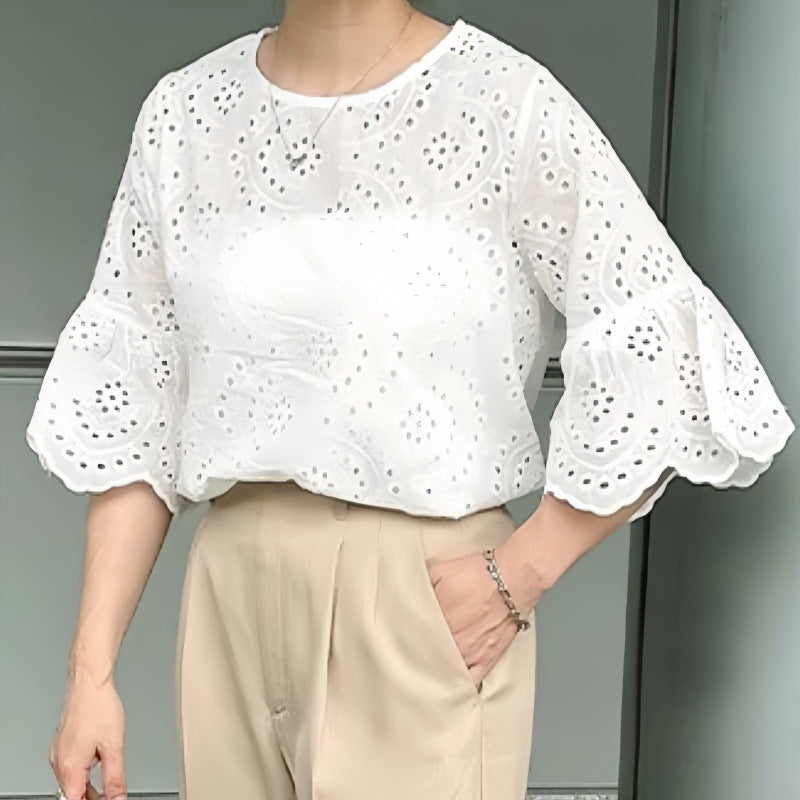 Blouse brodée à trou pour les femmes Chic und Stil