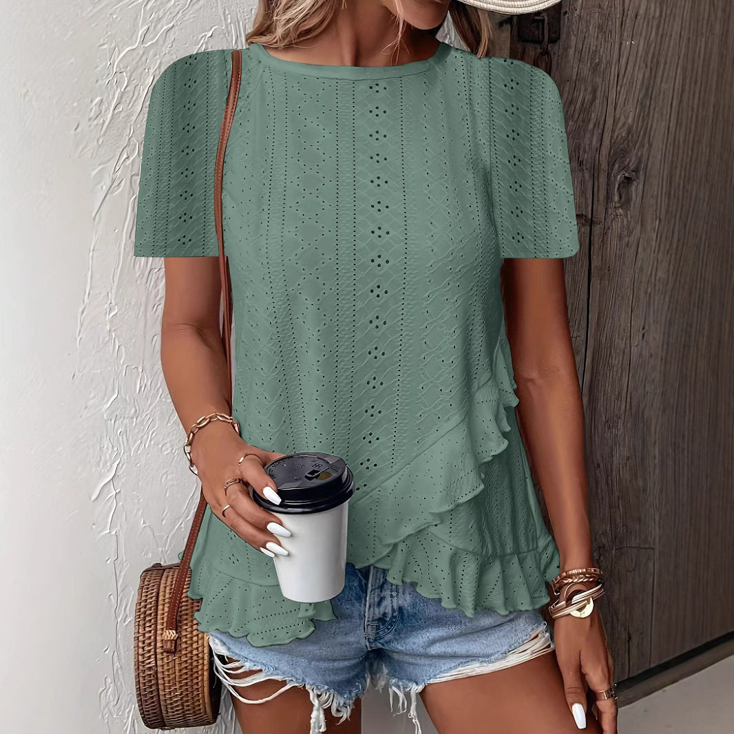 Blouse pour femmes avec des détails à volants et un insert floral Chic und Stil
