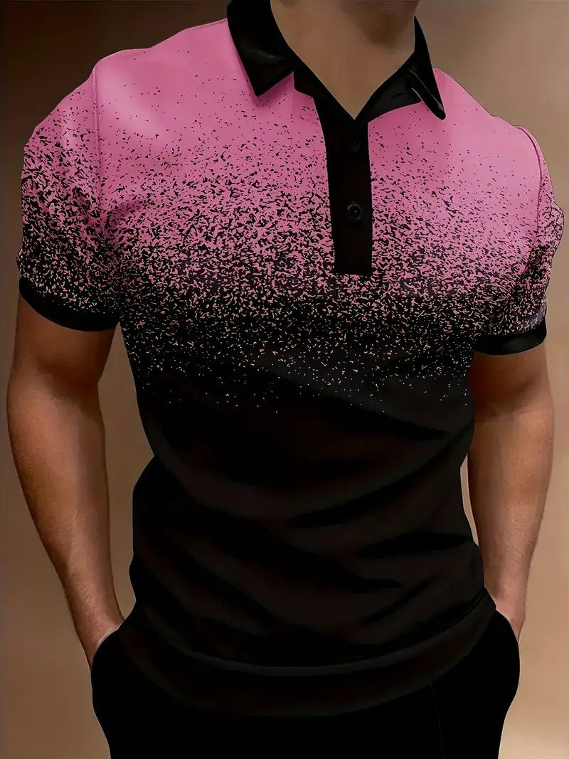 Hommes-Gradient-Impression-Performance-Polo-shirt Chic und Stil