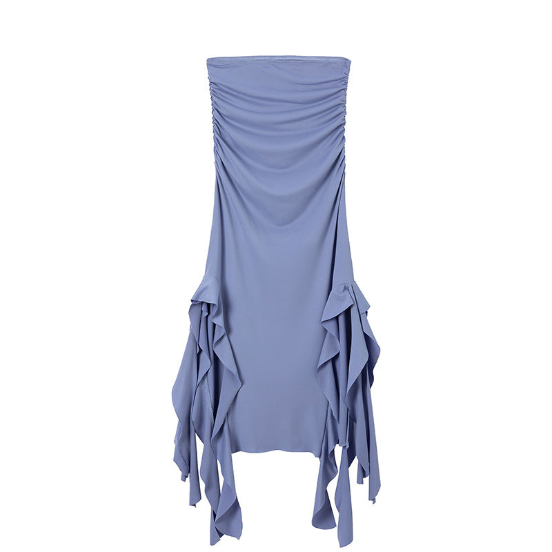 Robe maxi à fronces pour dames avec ourlet asymétrique Chic und Stil
