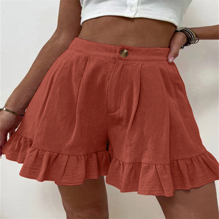 Shorts à volants pour femmes avec taille élastique et poches latérales Chic und Stil