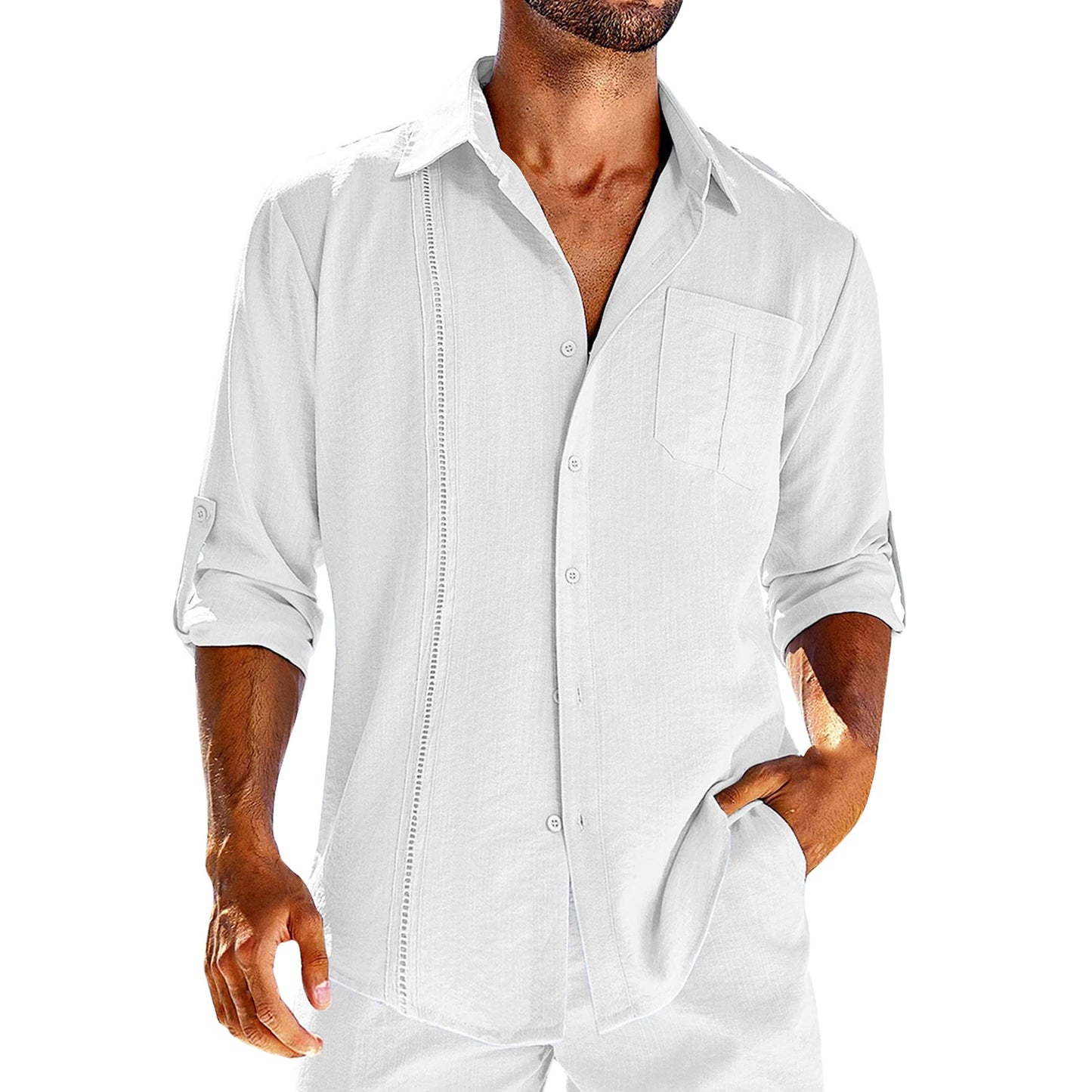 Chemise à manches longues décontractée pour hommes avec patte de boutonnage décorative et poche poitrine Chic und Stil
